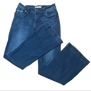 Stetson Hollywood Bootcut Jeans Distressed Blue Denim Flap Pockets Embroidered